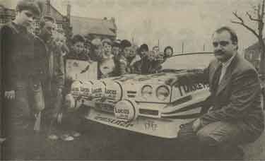 Carfield Junior School pupils with Andrew Womack, director of Turret Motors (Turrett Motor Co. Ltd.)