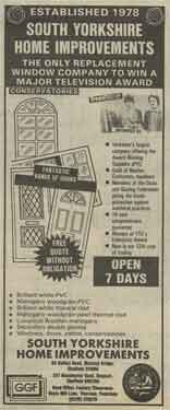 Advertisement for South Yorkshire Home Improvements, No. 88 Halifax Road and No. 247 Manchester Road, Deepcar
