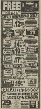 Advertisement for Colorvision, hi-fi and and audio shop, Crystal Peaks [Shopping Centre]