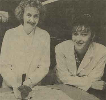 Sheffield Libraries Conservator (left), Teresa Januszonok, with an unnamed colleague