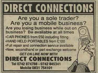 Advertisement for Direct Connections, mobile phone supplier 
