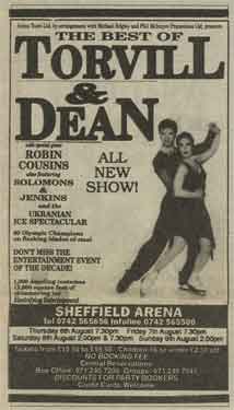 Advertisement for 'The Best of Torvill and Dean', [ice skating show], Sheffield Arena, [Broughton Lane]