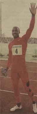Linford Christie, Olympic 100m. champion at the Lucozade Games, Don Valley Stadium, [Attercliffe]