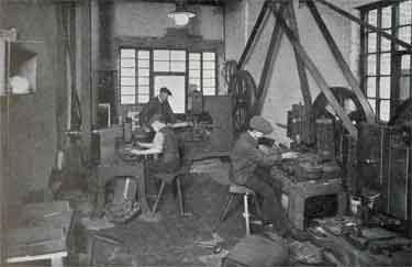 Francis Newton and Sons Ltd., Portobello Works [Portobello Street] - machine shop - cutting springs for pocket knives