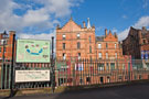 View: C03385 Lady's Bridge and Five Weirs Walk Sign, Castlegate with Royal Exchange Flats and Castle House and former Hancock and Lant Ltd., originally muti storey stables (extreme right)