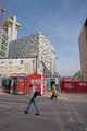 Telephone Boxes and Construction Workers Cabins at the junction of Norfolk Street and Charles Street with City Lofts Apartments and QPark multi storey carpark (known locally as the Cheesegrater) in the background Telephone Boxes and Construction Workers Cabins at the junction of Norfolk Street and Charles Street with City Lofts Apartments and QPark multi storey carpark (known locally as the Cheesegrater) in the background