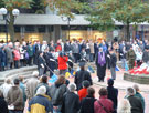 Remembrance Day service at the war memorial, Barker's Pool