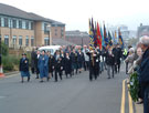 Parade of veterans associations at the rededication of the Great Central Railway war memorial, Royal Victoria Hotel