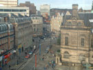 Elevated view of Pinstone Street from the Big Wheel in the Peace Gardens