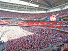 Sheffield United supporters inside Wembley Stadium before the Championship play-off final between Sheffield United and Burnley