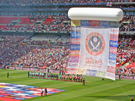 The teams line up before the Championship play-off final between Sheffield United and Burnley at Wembley Stadium