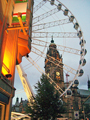 View: a00376 Wheel of Sheffield at the top of Fargate, with Town Hall in the background