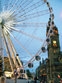 View: a00377 Wheel of Sheffield at the top of Fargate, with Town Hall in the background