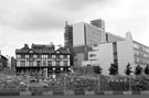 View: c00278 Howard Hotel, No. 57 Howard Street and (right) Hallam University during rebuilding work on Sheaf Square
