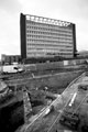 Archaeological dig outside the station during rebuilding work showing (back) Sheaf House, Sheaf Square