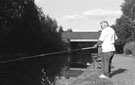 Alan Bradley fishing in the Canal (Sheffield and South Yorkshire Navigation) near Pothouse Bridge, Coleridge Road