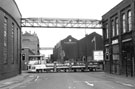 View: c01676 Road Train travelling from No. 2 Gate to No. 1 Gate, Sheffield Forgemasters, River Don Works, Brightside Lane