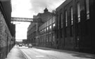 View: c01687 Sheffield Forgemasters, River Don Works (left) derelict offices of British Steel Corportation (formerly English Steel Corporation) right, Brightside Lane