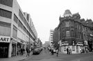 View: c02016 Cambridge Street  from Pinstone Street showing  No. 102, One Stop The Money Shop part of the Pepper Pot  Building due for demolition