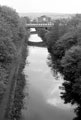 Sheffield and South Yorkshire Navigation near Don Valley Stadium from Footbridge linking Chippingham Street and Staniforth Road looking towards Supertram Bridge and Spartan Works