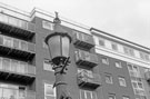 J. E. Webb Sewer Gas Destructor Lamp at the junction of Broomhall Street and Eldon Street, with Royal Plaza Apartments behind