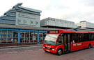 TM Travel Bus  No. 43 Route to Jordanthorpe at Pond Street Transport Interchange with Adsetts Centre, Sheffield Hallamshire University and Odeon Cinema in the background