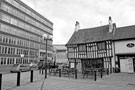 The Old Queens Head public house, No. 40 Pond Hill with old Heriot House office block to the left and Ponds Forge Swimming Pool between both buildings