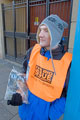 View: c03285 A Big Issue seller outside the front of the Town Hall, Pinstone Street