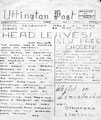 Head leaves' headline in the 'Uffington Post', drawn by Neville Ballin, Firth Park Grammar School