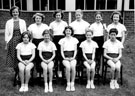 Junior Rounders team photograph, July 1958, with teacher Mrs. Bulmer, Hartley Brook Secondary School