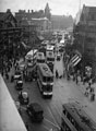 View: s00007 Elevated view of Haymarket looking towards Fitzalan Square and General Post Office. Norfolk Market Hall, left, No. 32 Castle Street, Arthur Davy and Sons Ltd., provision merchants