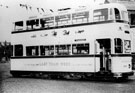 Electric tram No. 510, double deck, decorated for 'Last Tram Week' at Tenter Street Depot Electric tram No. 510, double deck, decorated for 'Last Tram Week' at Tenter Street Depot