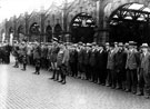 Veteran members of Sheffield City Battalion at the Sheffield Midland railway station