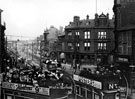 Wicker at junction with Blonk Street looking towards the Wicker Arches in the background, No.14, Corner Pin Hotel (right)