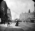 View: s00202 Moorhead looking towards Pinstone Street, Crimean Monument and Nelson Hotel, on right