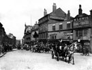 High Street from 'Coles Corner', before road widening, including No. 6 William Lewis, tobacconist, No. 8 White Bear public house, Nos. 10 - 14 William Foster and Son Ltd., tailors