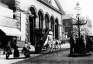 Norfolk Market Hall, Haymarket, before 1896, showing the old west front which was rebuilt 1904-5. Tontine Commercial Hotel on corner in background