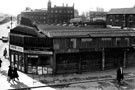 Sheaf Market, Broad Street, looking towards Commercial Street and Electricity Supply Offices (with tower). showing (left) Sheaf Street and Kaydon (Tobacco) Ltd., tobacconists