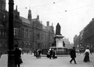 View: s00375 Town Hall Square looking towards Pinstone Street showing Queen Victoria Monument