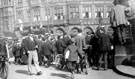 Crowds gather, Town Hall Square and Fargate, Albany Hotel in background