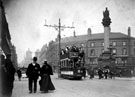 Moorhead, 1890-1900, including Tram 24, Crimean Monument and Public Benefit Boot Co. Ltd.