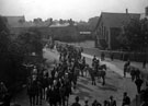 Military parade passing St. Mary's Roman Catholic Church, No. 15 Mortomley Lane