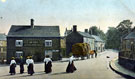 View: s00524 High Street, Dore, looking towards Church Lane, including Sam Thorpe, grocers and Hare and Hounds public house, No. 7 Church Lane, centre