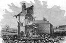 Sheffield Flood. Engraving of the Cleakum Inn also known as Malin Bridge Inn, Malin Bridge, Hillsborough
