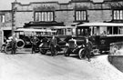 Harry Thrale's buses outside the Crown and Glove Inn, No. 96 Upper Gate Road, Stannington.