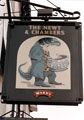 Inn sign at The Newt and Chambers public house (formerly the Roebuck Tavern), No. 72 Charles Street.  
