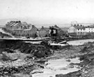 Sheffield Flood, remains of Hill Bridge and Freemasons Arms, Walkley Lane, Hillsborough, from Holme Lane, Limbrick Lane, right (where white washed houses are, note, high waterline above second floor windows)