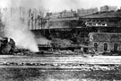 View: s00921 Sheffield Flood, Burning refuse at remains at H. Johnson and S.J. Barker's, Limbrick Wheels, Rollers and Makers of Crinoline Wires, River Loxley