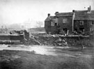 View: s00969 Sheffield Flood. Remains of Hill Bridge and Freemasons Arms, junction of Walkley Lane and Limbrick Lane (right), Hillsborough