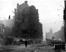 View: s01136 High Street showing air raid damage at Marples Hotel, No. 4 Fitzalan Square, World War II